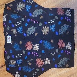 Colorful Leaf Pattern Cardigan Sweater